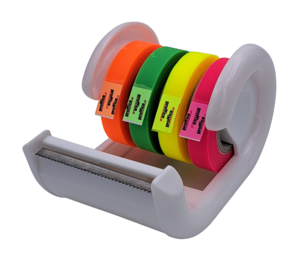 Markierungs- und Beschriftungsband transluzent mit 4 Rollen a' 9mm x 20m mit 26mm Pappkern im Dispenser Slide weiß