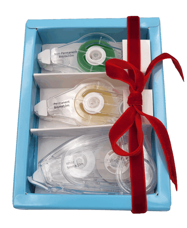 Geschenk-Set 1x Korrekturroller-Refill + 2x Kleberoller-Refill mit einem Gehäuse