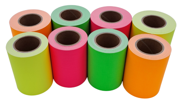 Haftnotizrolle neonfarbig Breite 60mm mit 26mm Pappkern
