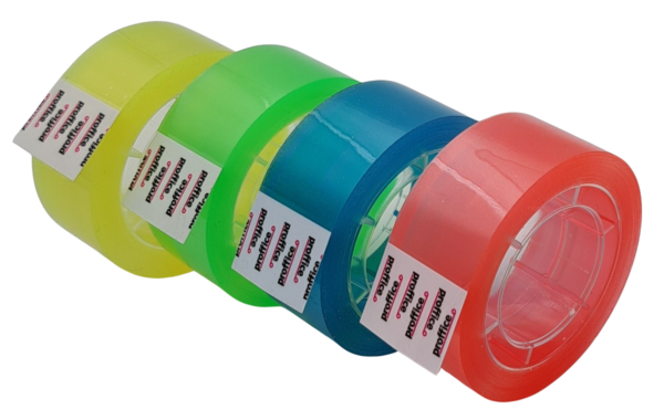 Klebefilmband PP farbig transluzent 19mm x 20m 40my mit 26mm Plastikkern